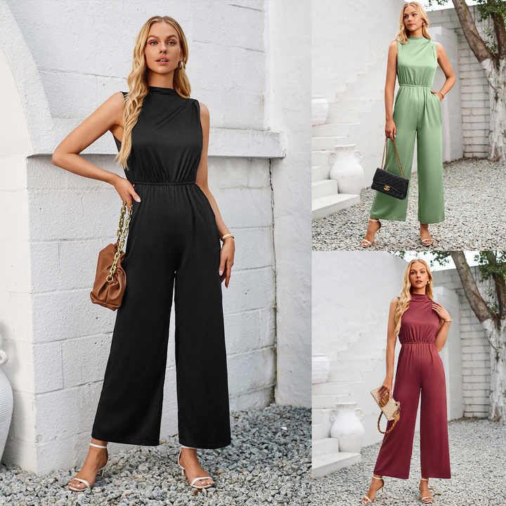 Isabella - Solid Color Hollow-out Jumpsuit