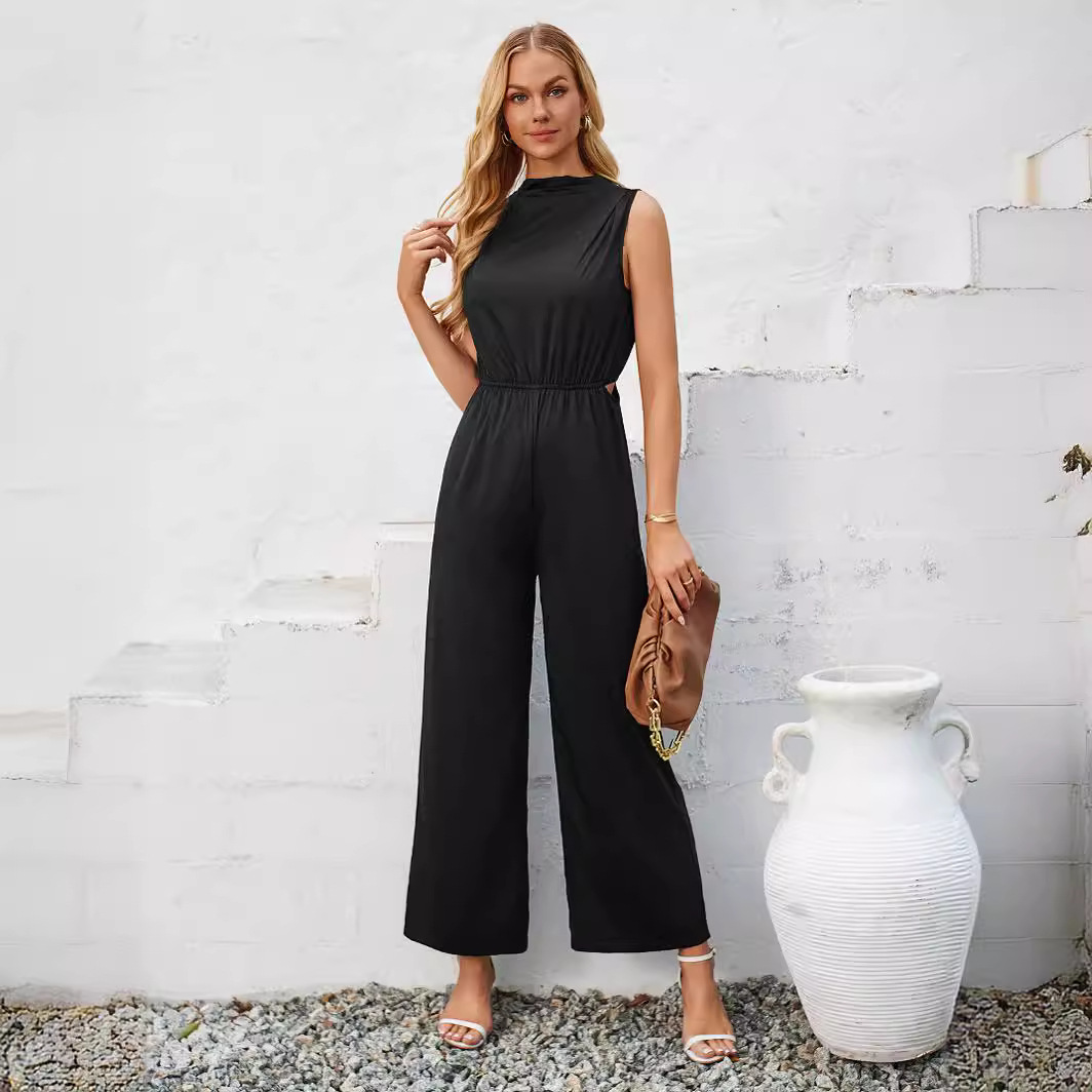 Isabella - Solid Color Hollow-out Jumpsuit